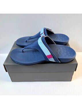 Vionic Womens 7 Tiffany Indigo Blue Toe Post Supportive Comfort Sandals
